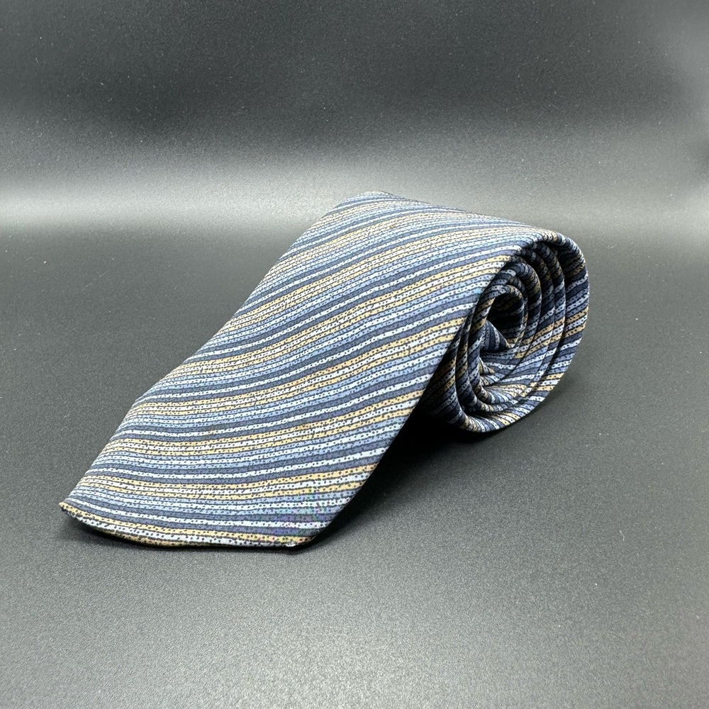 Dior Silk Tie Blue Gray Stripes Great  Condition